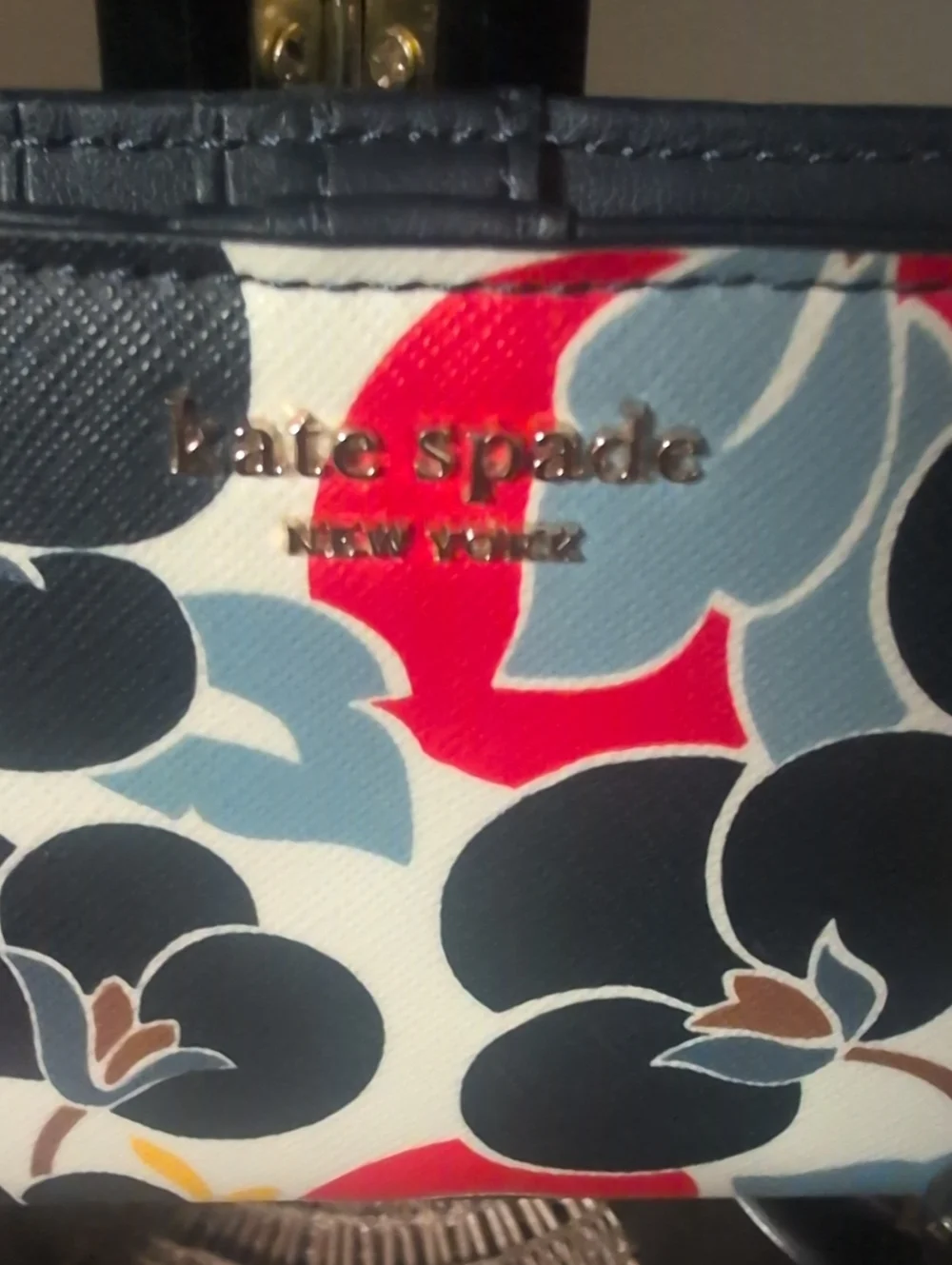 kate spade Breezy Floral Zip Wallet in Navy, Red, Light Blue & White